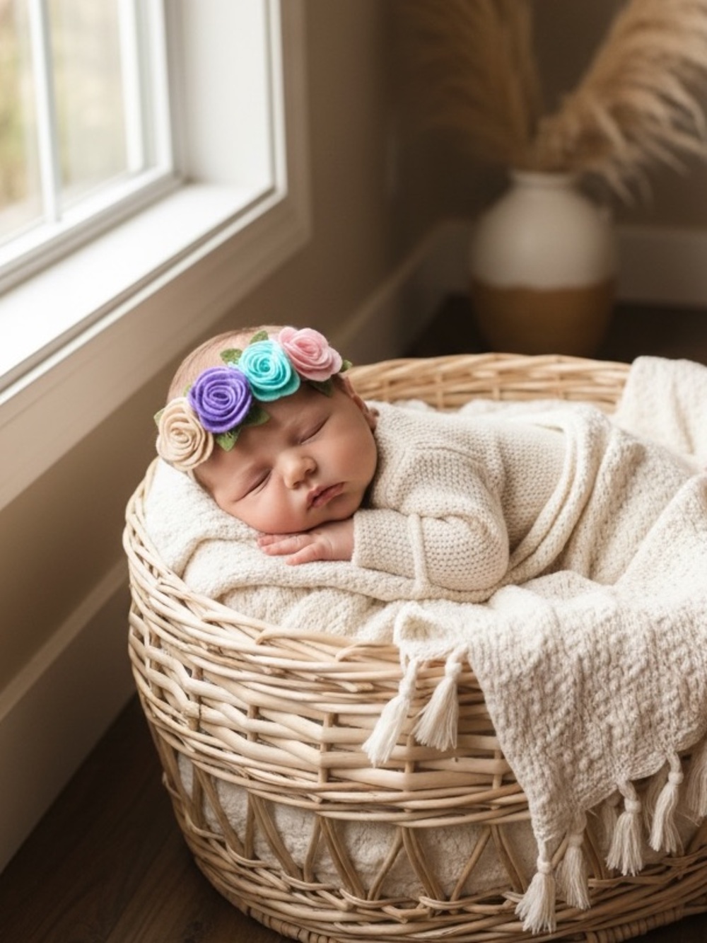 Felt Flower Baby Headband Handmade Floral Hair Accessory